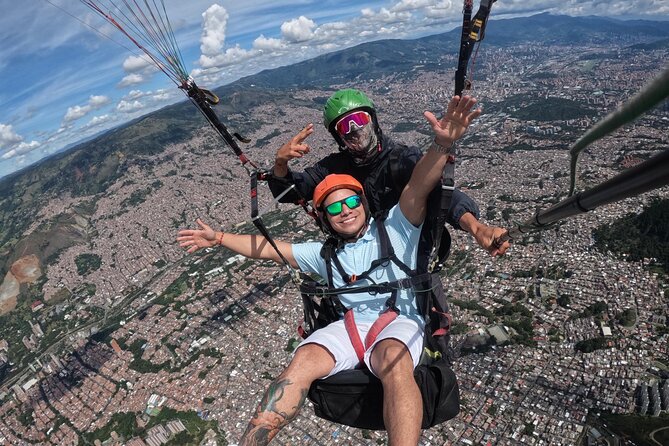 Paragliding in Medellin. - Preparing for takeoff in the mountains