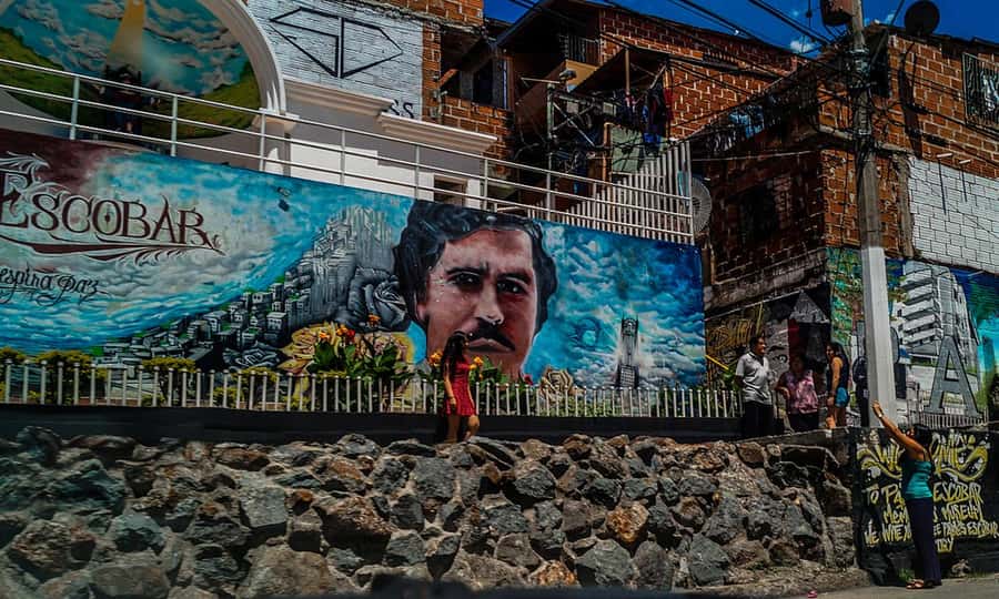 Private Pablo Escobar Tour - Dark days and the new Medellin - The Escobar mural and the visual side of his legend